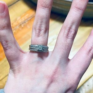 Zales 10K White Gold Engagement Ring with Band